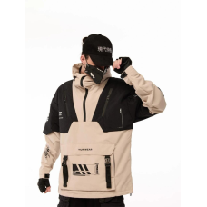 Анорак з принтами “SM-2413“, чорно-бежевий Розміри: S, M, L, XL