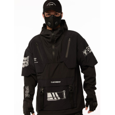 Анорак з принтами “SM-2413“, чорний Розміри: S, M, L, XL