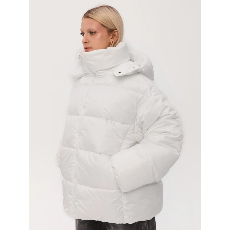 Зимовий водо-вітрозахисний пуховик оверсайз крою “Хлоя“, білий