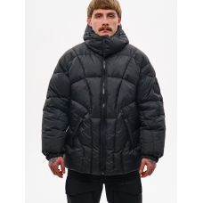 Зимовий короткий пуховик зі зйомним капюшоном “Бізон“, чорний