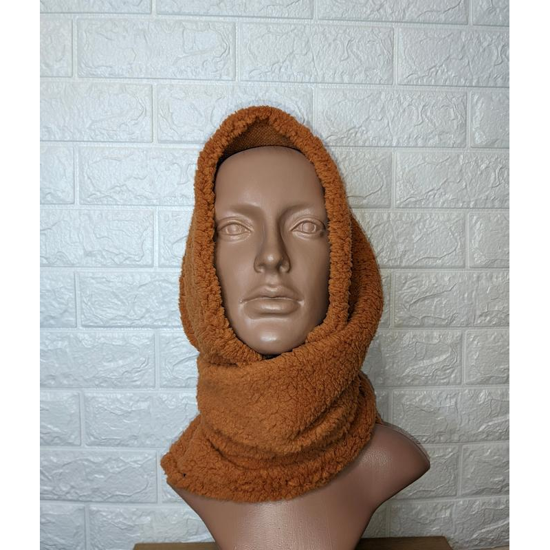 Тепла зимова хусточка хутро Тедді карамель